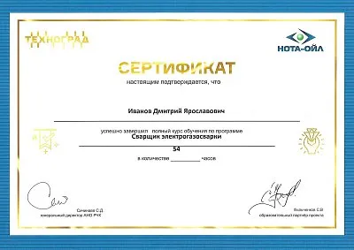 2019 Сварщик Иванов Дмитрий